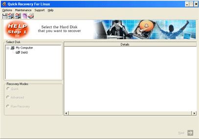 A Data Recovery Software- QR for Linux 10.12 software screenshot