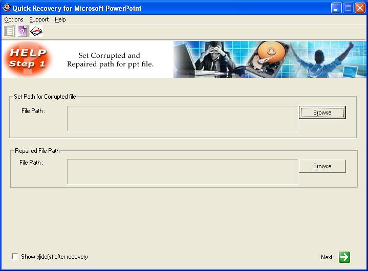 A Data Recovery Software- QR for MS PowerPoint 1.01 software screenshot