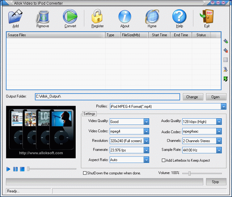 A L L Convert Vid 2 iPod 2011.1105 software screenshot