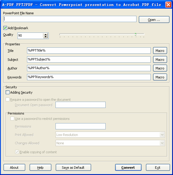 A-PDF PPT2PDF 1.0.1 software screenshot