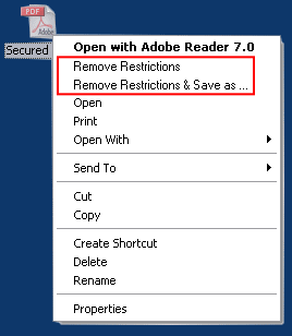 A-PDF Restrictions Remover 1.9 software screenshot