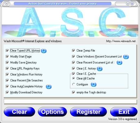 A.S.C. Protect your privacy 3.0 software screenshot