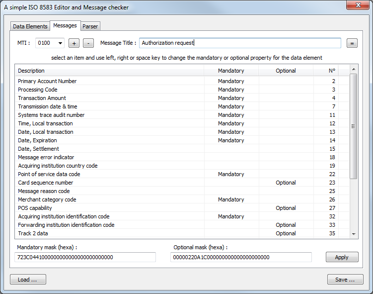 A Simple ISO 8583 Editor and Message checker 2.1.3.0 software screenshot