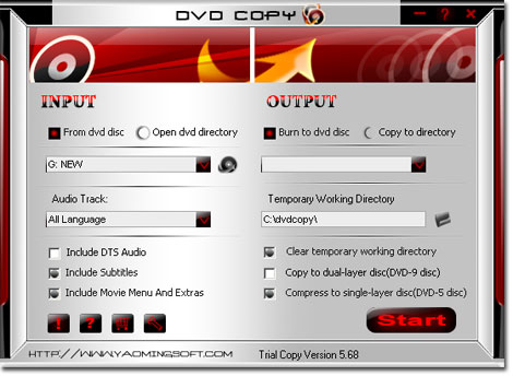 A-one DVD Copy 7.6.3 software screenshot