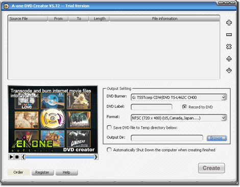 A-one DVD Creator 7.6.3 software screenshot