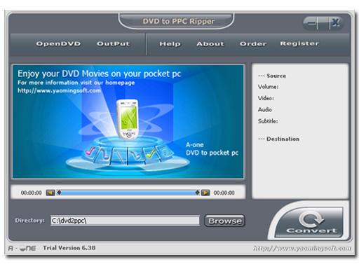 A-one DVD to Pocket PC Ripper 7.6.3 software screenshot