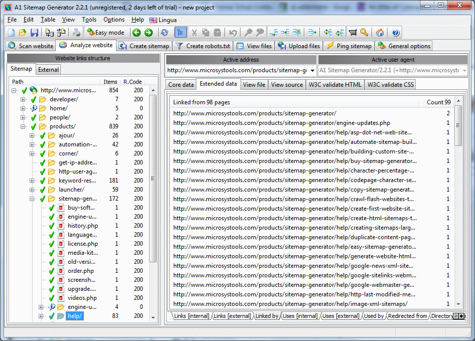 A1 Sitemap Generator 8.0.1.3 software screenshot