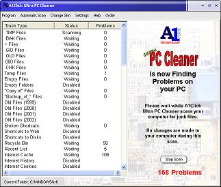 A1Click Ultra PC Cleaner 1.03.06 software screenshot