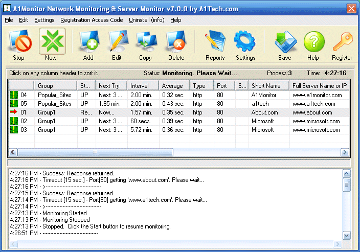 A1Monitor Network Monitor TCP or Web 6.1.70 software screenshot