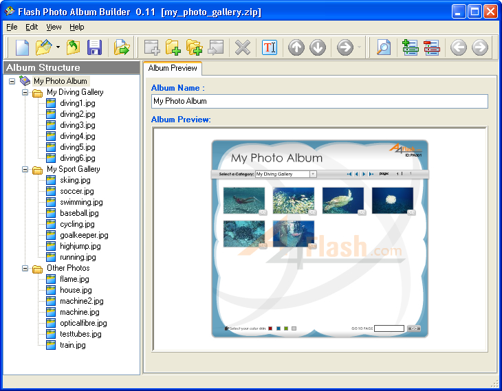 A4Desk Flash Photo Gallery Builder 4.00 software screenshot