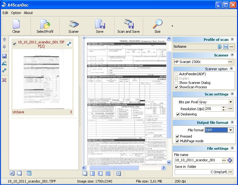 A4ScanDoc 1.9.6.4 software screenshot