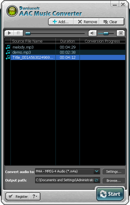 AAC Music Converter 5.3.9 software screenshot