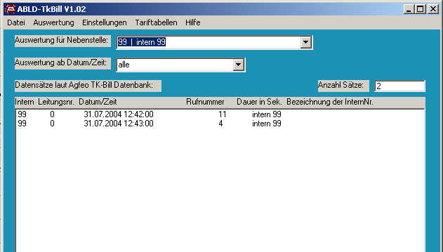 ABLD-TkBill 2.01 software screenshot