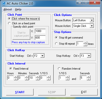 AC Auto Clicker 2.6.4 software screenshot