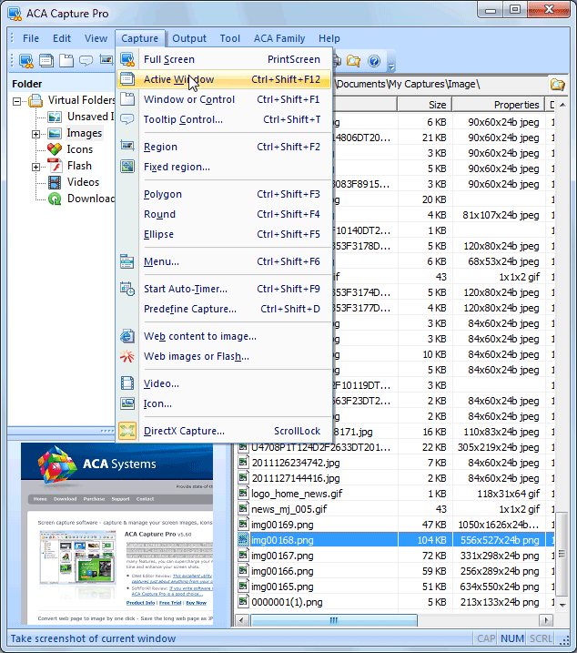 ACA Capture Pro 5.60 software screenshot