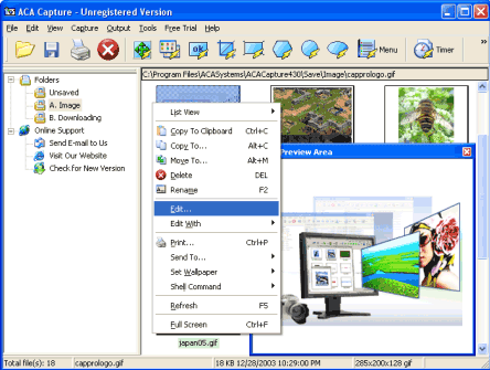 ACA Capture 5.50 software screenshot