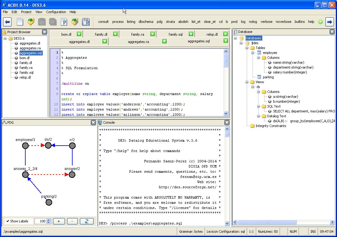 ACIDE 0.14 Alpha software screenshot
