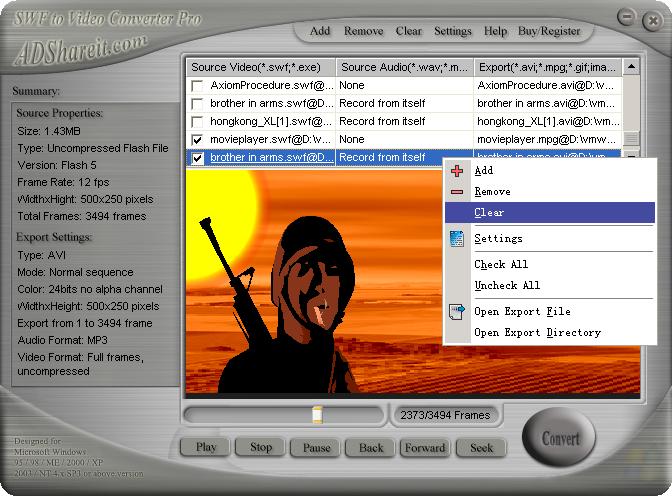 ADShareit SWF to Video Converter Lite 4.9.2 software screenshot