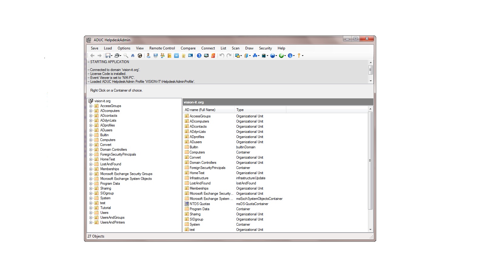 ADUC HelpdeskAdmin 3.0.3.1 software screenshot