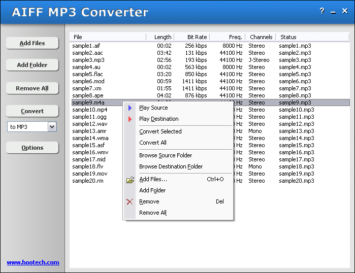AIFF MP3 Converter 3.2.977 software screenshot
