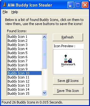 AIM Buddy Icon Stealer 1.2.5 software screenshot