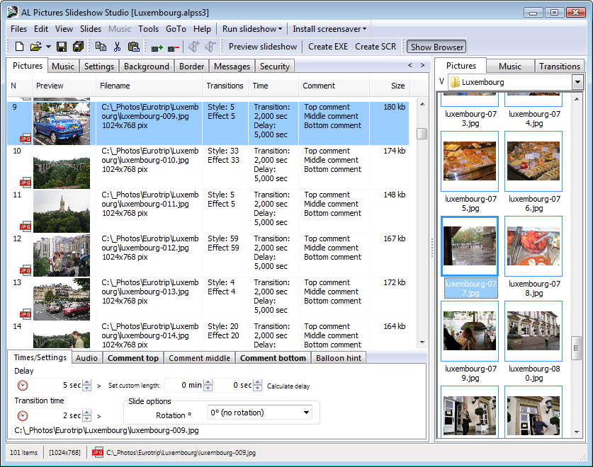 AL Pictures Slideshow Studio 5.0 software screenshot