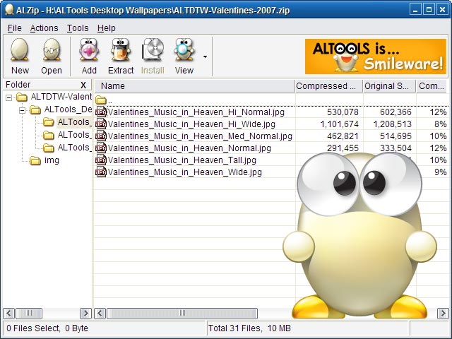 ALZip 7.52 software screenshot