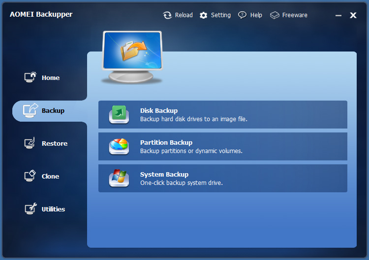 AOMEI Backupper Standard 4.0.3 software screenshot