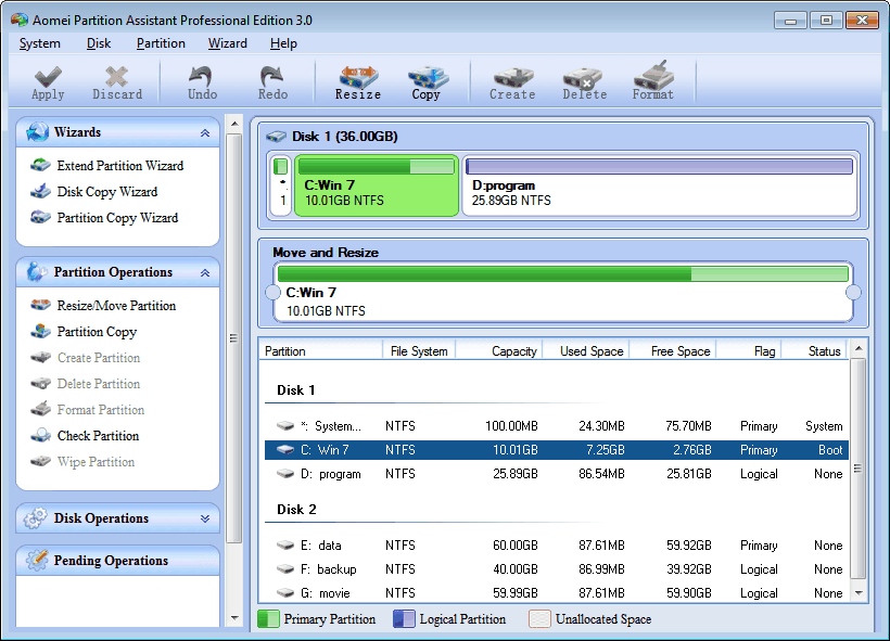 AOMEI Partition Assistant Professional Edition 6.3 software screenshot