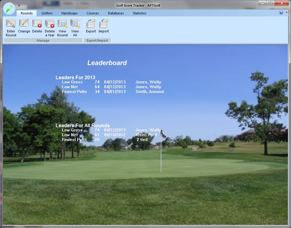 APT Golf 2.14 software screenshot