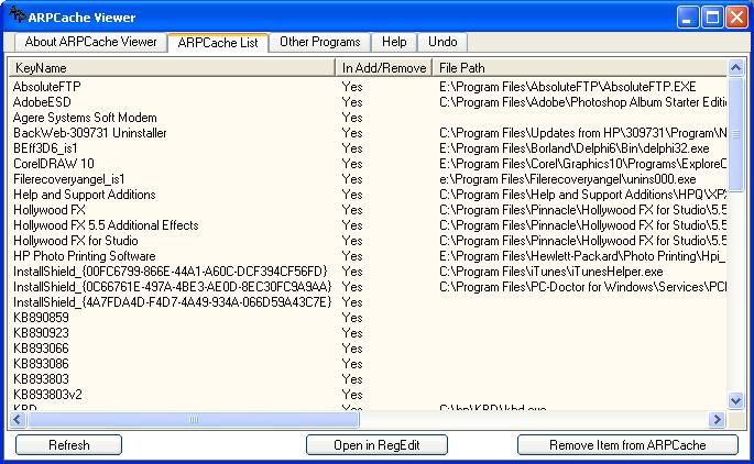 ARPCache Viewer 1.01.02 software screenshot