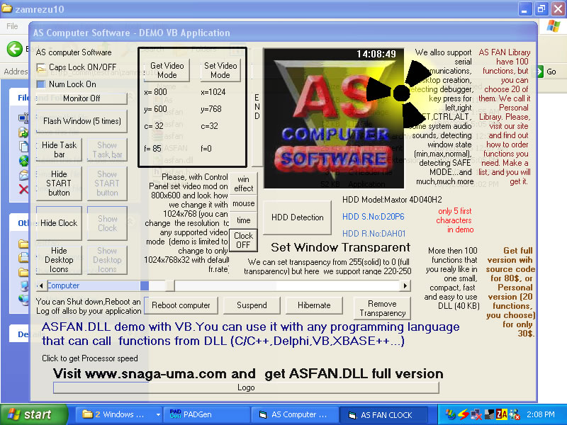 AS FAN WIN32 DLL 2.1 software screenshot