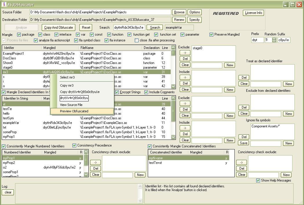AS3Obfuscator 1.1.1 software screenshot