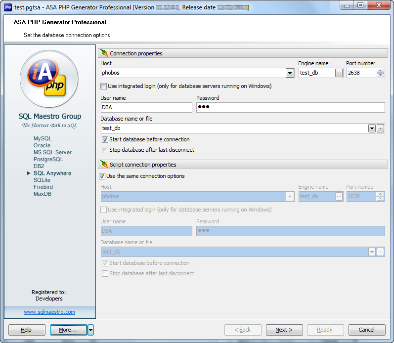 ASA PHP Generator Professional 12.8.0.12 software screenshot