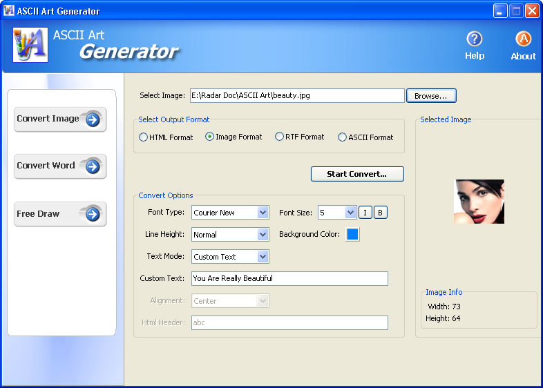 ASCII Art Generator 3.2.4.6 software screenshot