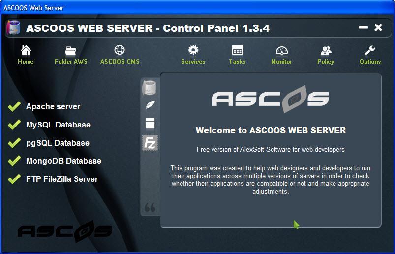 ASCOOS Web Server 1.6.9.696 software screenshot