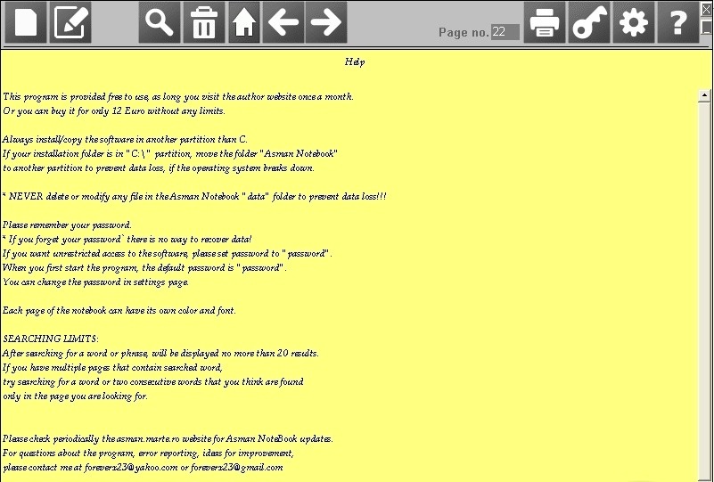 ASMAN NoteBook 2.5.1 software screenshot