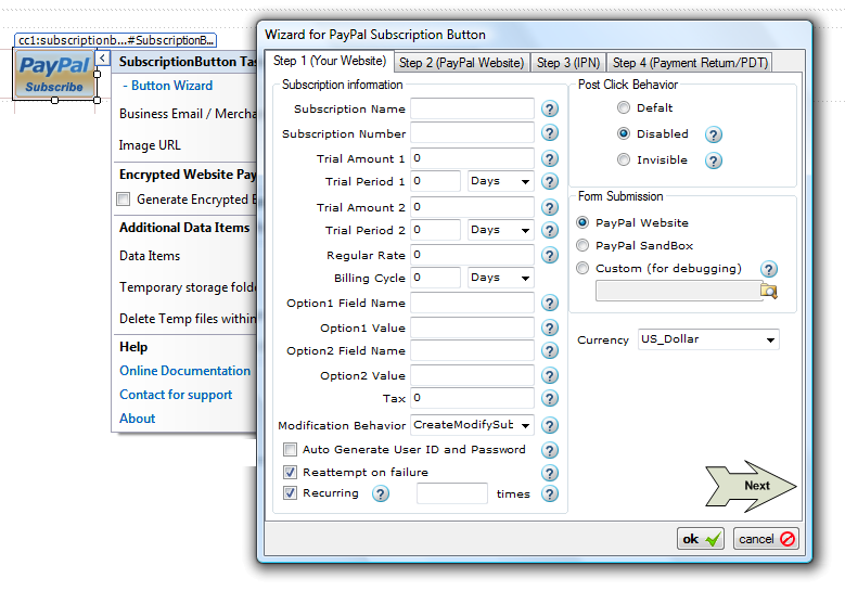 ASP.NET PayPal Control for Website Payments Standard 4.0.0.1 software screenshot