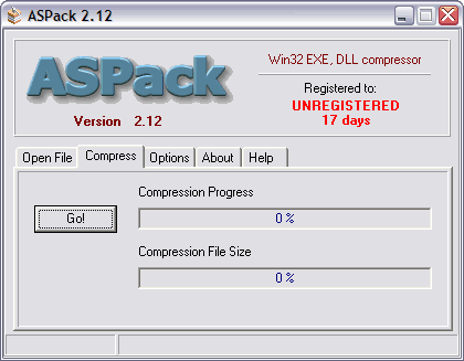 ASPack 2.41 software screenshot
