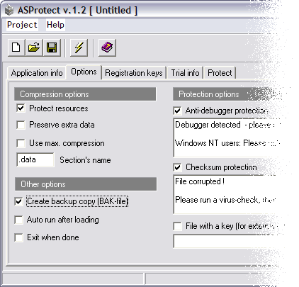 ASProtect 32 2.74.07.02 software screenshot
