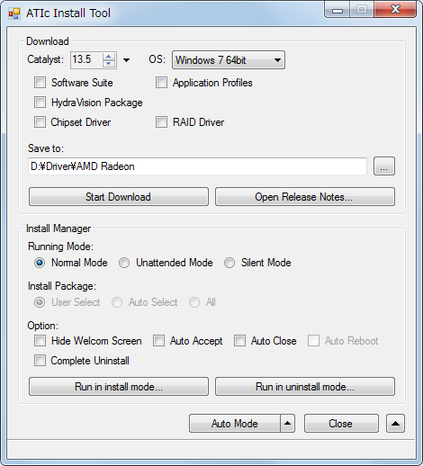 ATIc Install Tool 1.28.1 software screenshot