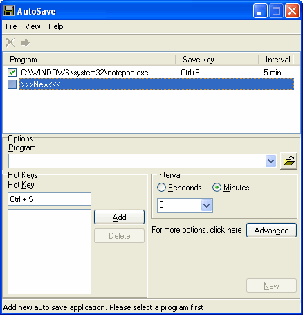 ATopSoft AutoSave 2.40 software screenshot