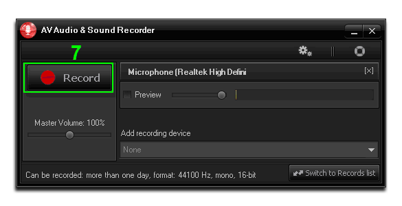 AV Audio & Sound Recorder 2.0.5 software screenshot