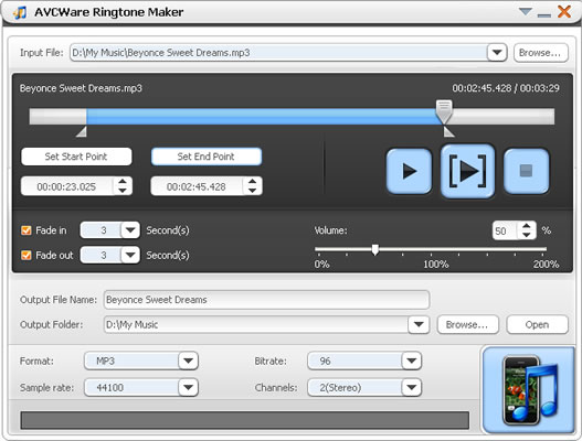AVCWare Free Ringtone Maker 2.0.4.0323 software screenshot