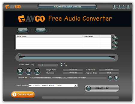 AVGO Free Audio Converter 1.05.3 software screenshot