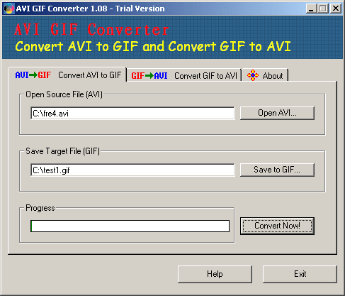 AVI GIF Converter 1.08 software screenshot