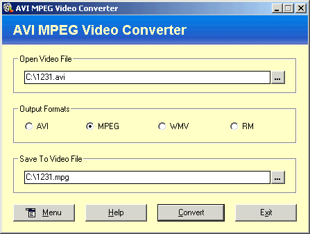 AVI MPEG Video Converter 1.30.03 software screenshot