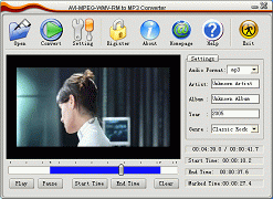 AVI MPEG WMV RM to MP3 Converter 1.8.4 software screenshot