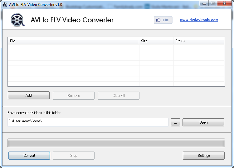 AVI to FLV Video Converter 1.1 software screenshot
