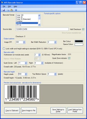 AVS Barcode Source 1.1.27 software screenshot